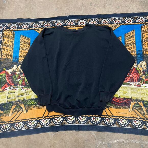 Black Nature Wolf Crewneck Sweatshirt Art Unlimited Planets Faded Made in USA - Picture 5 of 8